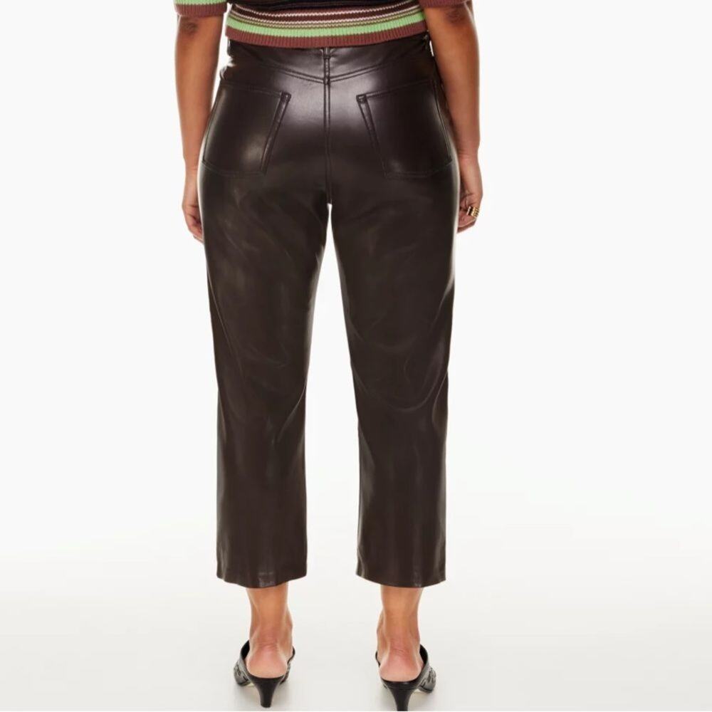 Wilfred Melina Cropped Faux Leather Pants Rich Mocha Size 12 - Picture 2 of 13